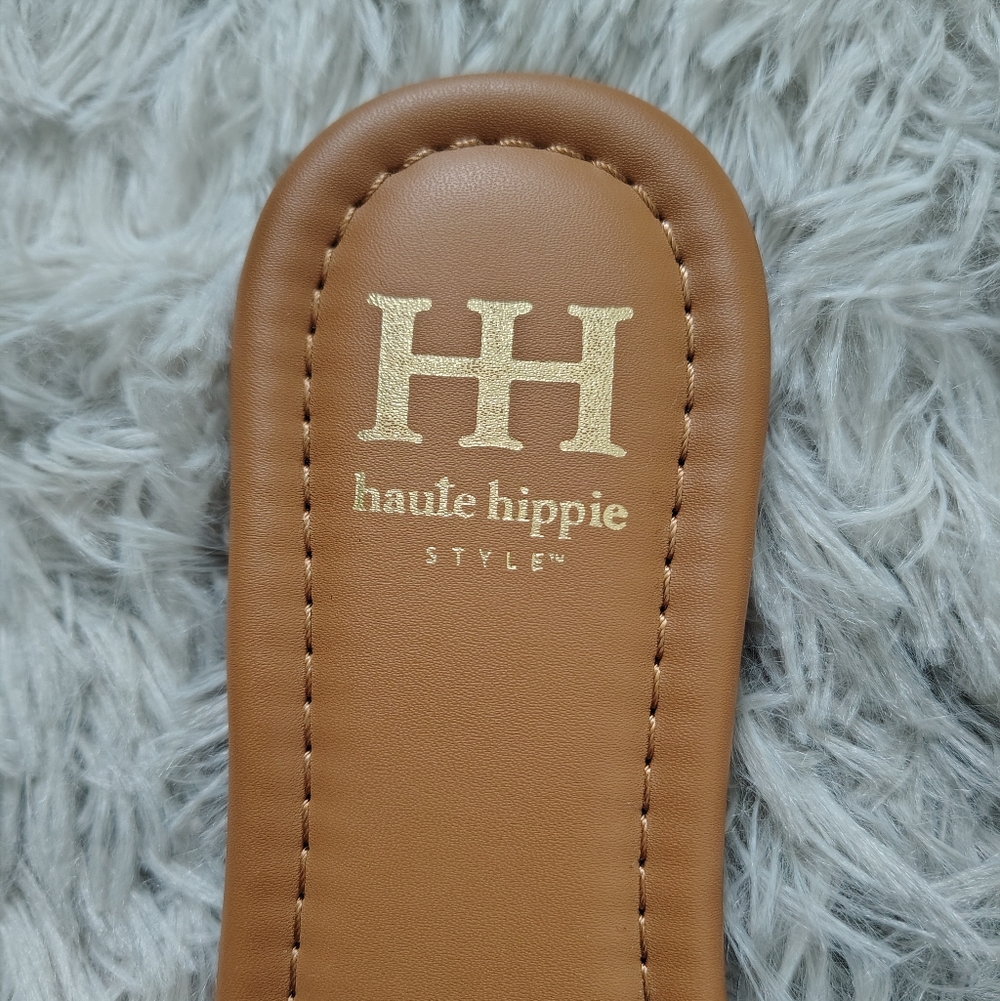 *NWOT* Haute Hippie Women's Size 7.5 Pink White Tan Slip-on Sandals Knit Design - Picture 4 of 12